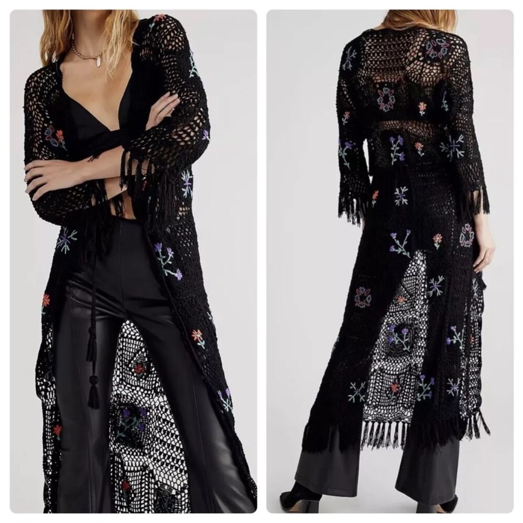 Free People X Flook Hydrangea Crochetkimono M Nwt